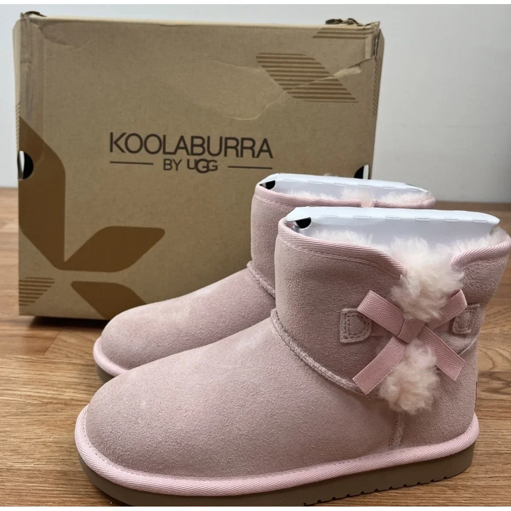 Koolaburra by UGG Victoria Mini Boots in Pink, Big Girls Size 2 Suede NEW